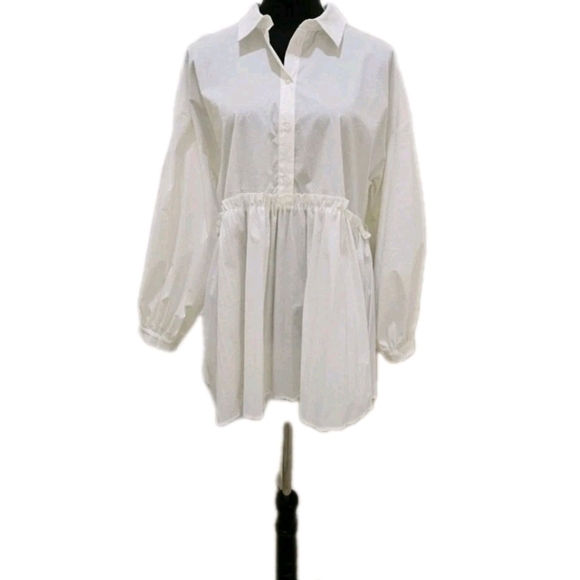 Marc New York Andrew Marc Tops - White Long Sleeve Pleated Blouse by Marc New York-NWT-Size Small